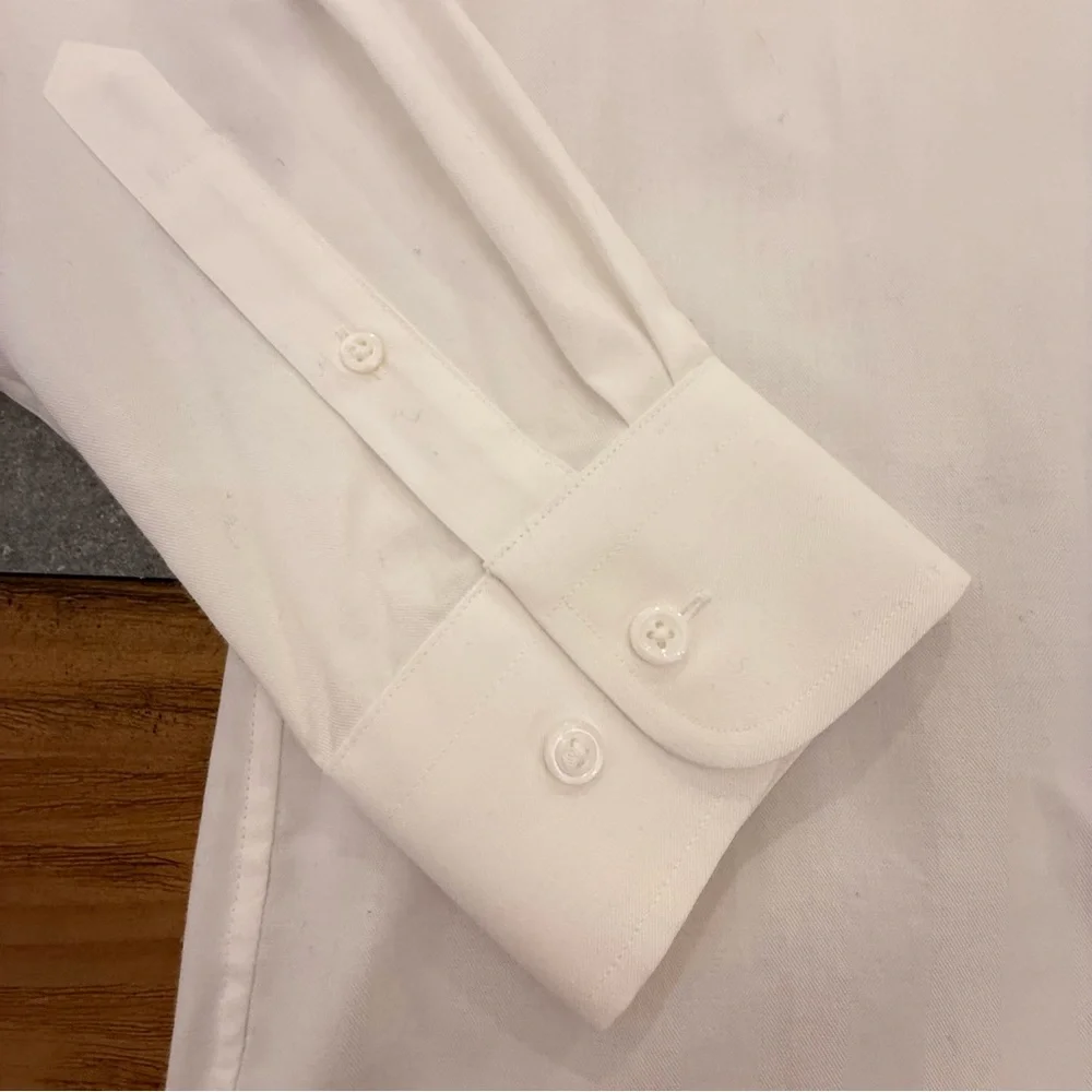 Quince White Organic Cotton Cashmere Brushed Twill Long Sleeve Shirt Size M NWT - Picture 3 of 8